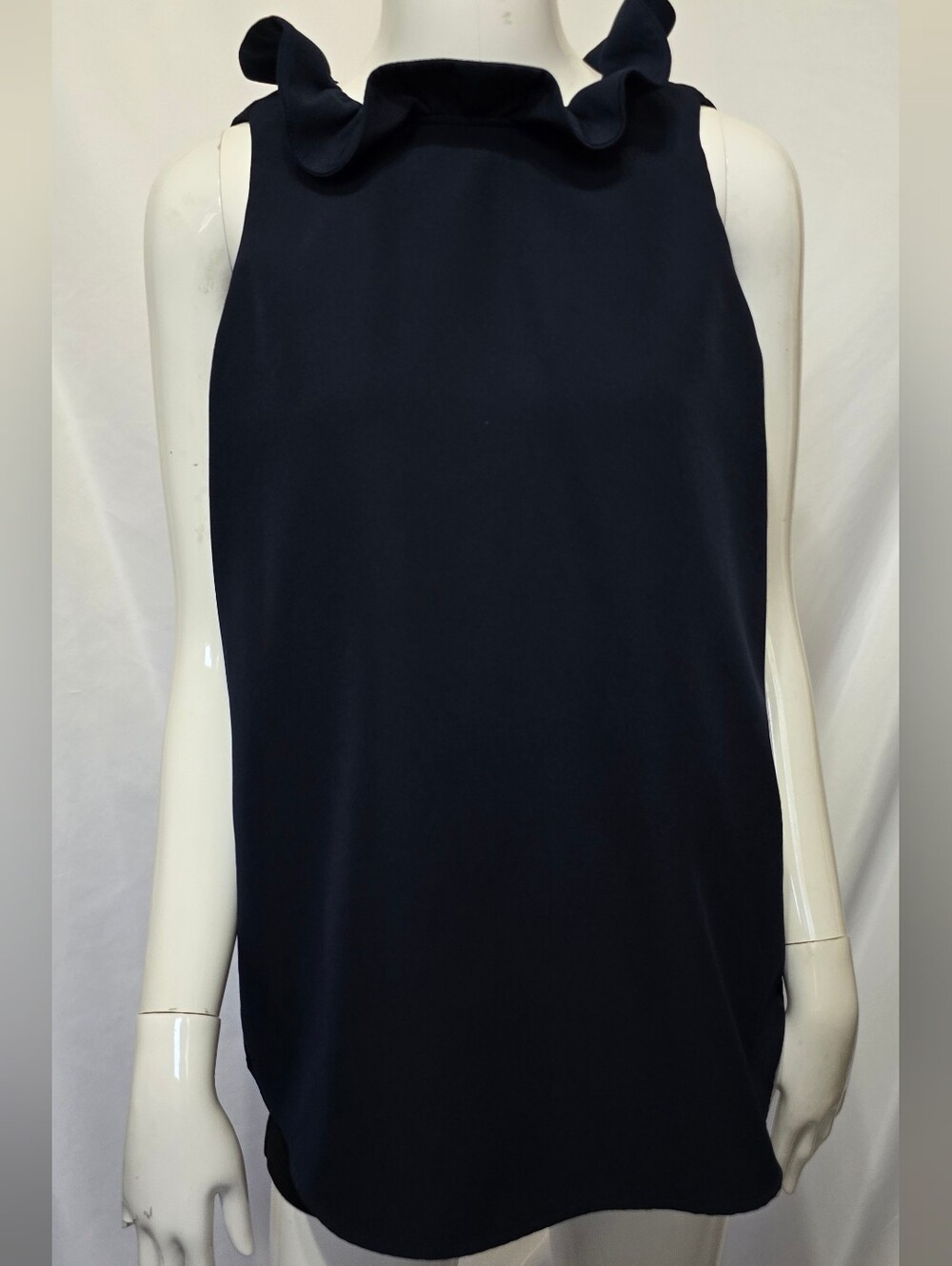 Tuckernuck Navy Mason Ruffle Mock Neck Tank Blouse - Picture 2 of 10
